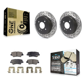 [Rear] 2011 Hyundai Accent Performance Drilled & Slotted Brake Rotor & Ceramic Pads Kit For Max Braking