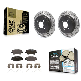 Rear Coat Drill Slot Disc Brake Rotor Ceramic Pad Kit For Hyundai Accent Kia Rio
