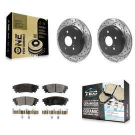 Rear Drilled Slot Brake Rotor Ceramic Pad Kit For Toyota Camry RAV4 Lexus NX200t
