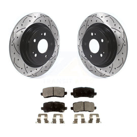 [Rear] 2017-2020 Acura MDX Performance Drilled & Slotted Brake Rotor & Ceramic Pads Kit For Max Braking