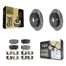 Rear Coated Drilled Slotted Disc Brake Rotors & Ceramic Pad Kit For Toyota Camry