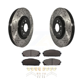 Front Coated Drilled Slotted Disc Brake Rotors Ceramic Pad Kit For Jeep Cherokee