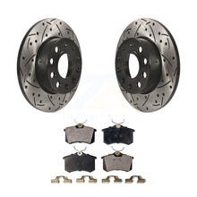 Charger l&#39;image dans la galerie, Rear Coated Drilled Slotted Disc Brake Rotor Ceramic Pad Kit For Volkswagen Golf