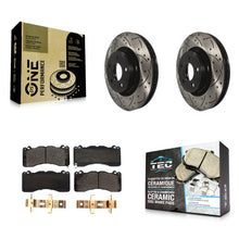 Load image into Gallery viewer, [Front] 2015 Ford Mustang V6 Performance Drilled &amp; Slotted Brake Rotor &amp; Ceramic Pads Kit For Max Braking
