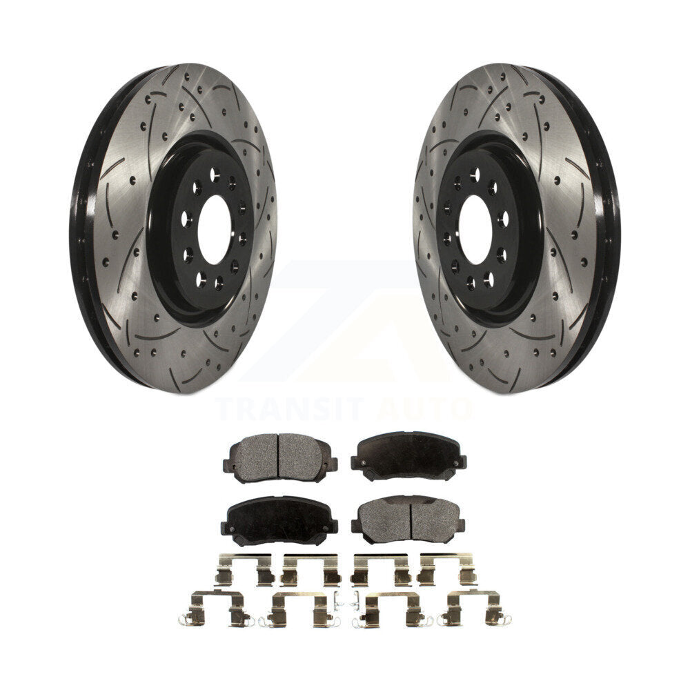 Front Coated Drilled Slotted Disc Brake Rotors Ceramic Pad Kit For Jeep Cherokee