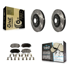 Front Coated Drilled Slotted Disc Brake Rotors Ceramic Pad Kit For Jeep Cherokee