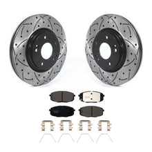 Charger l&#39;image dans la galerie, Front Drilled Slot Disc Brake Rotor &amp; Ceramic Pad Kit For Kia Forte Hyundai Kona