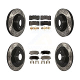 Front Rear Drill Slot Disc Brake Rotors Ceramic Pad Kit For 2015 Ford Mustang V6