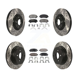 Front Rear Coated Drill Slot Disc Brake Rotors Ceramic Pad Kit For Nissan Maxima