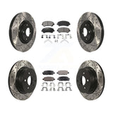 Front Rear Coated Drill Slot Disc Brake Rotors Ceramic Pad Kit For Nissan Maxima