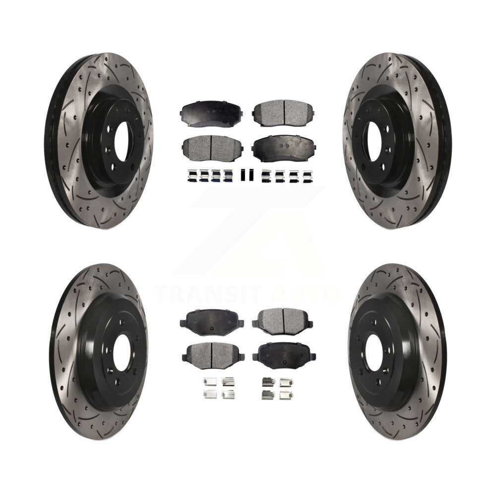 Front Rear Drill Slot Disc Brake Rotor Ceramic Pad Kit For Ford Edge Lincoln MKX