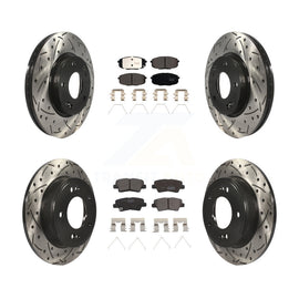 Front Rear Drill Slot Brake Rotors Ceramic Pad Kit For Kia Soul Forte Hyundai GT