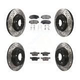 Front Rear Coated Drilled Slot Disc Brake Rotors Ceramic Pad Kit For Honda Civic