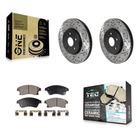 [Front] 2013-2014 Chevrolet Sonic RS Performance Drilled & Slotted Brake Rotor & Ceramic Pads Kit For Max Braking
