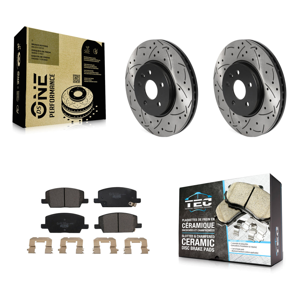 Front Drilled Slot Brake Rotor & Ceramic Pad Kit For Chevrolet Trax Buick Encore