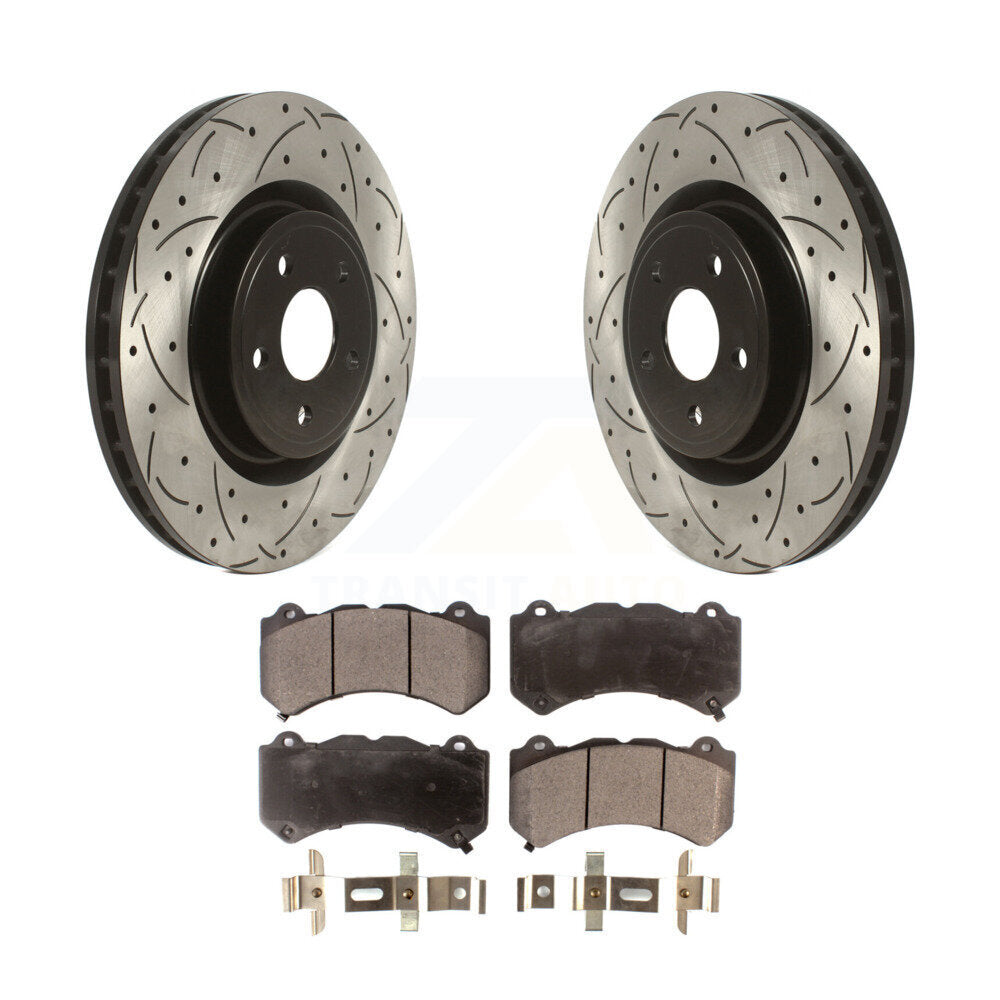 Front Drill Slot Disc Brake Rotors Ceramic Pad Kit For Jeep Grand Cherokee Dodge