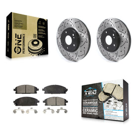 [Front] 2003-2006 Acura MDX Performance Drilled & Slotted Brake Rotor & Ceramic Pads Kit For Max Braking