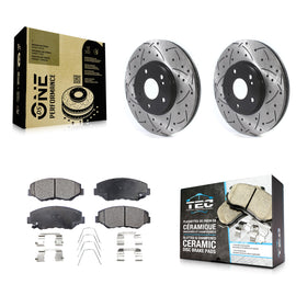 Front Coated Drill Slot Disc Brake Rotors Ceramic Pad Kit For Honda Pilot Accord