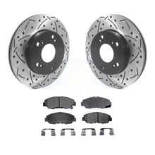 Charger l&#39;image dans la galerie, Front Coated Drilled Slotted Disc Brake Rotors &amp; Ceramic Pad Kit For Honda Civic