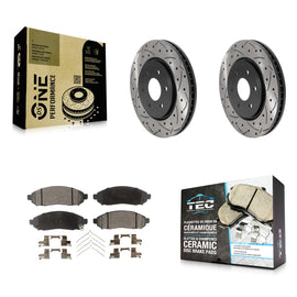 Front Drill Slot Disc Brake Rotor Ceramic Pad Kit For Nissan Frontier Pathfinder