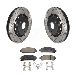 [Front] 2009-2016 Toyota Venza Performance Drilled & Slotted Brake Rotor & Ceramic Pads Kit For Max Braking