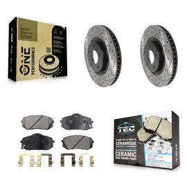 Front Drill Slot Disc Brake Rotors Ceramic Pad Kit For Hyundai Tucson Sonata Kia