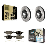 Front Coated Drill Slot Disc Brake Rotors Ceramic Pad Kit For Audi A6 Quattro A7