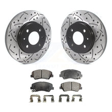 Charger l&#39;image dans la galerie, Front Drilled Slot Disc Brake Rotor &amp; Ceramic Pad Kit For Hyundai Accent Kia Rio