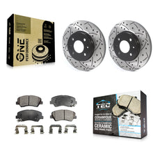 Charger l'image dans la galerie, Front Drilled Slot Disc Brake Rotor &amp; Ceramic Pad Kit For Hyundai Accent Kia Rio