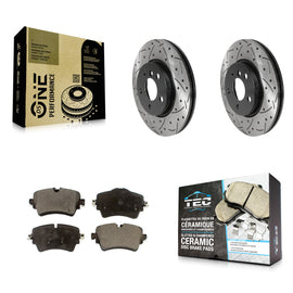 Front Coated Drill Slot Disc Brake Rotor Ceramic Pad Kit For Mini Cooper Clubman