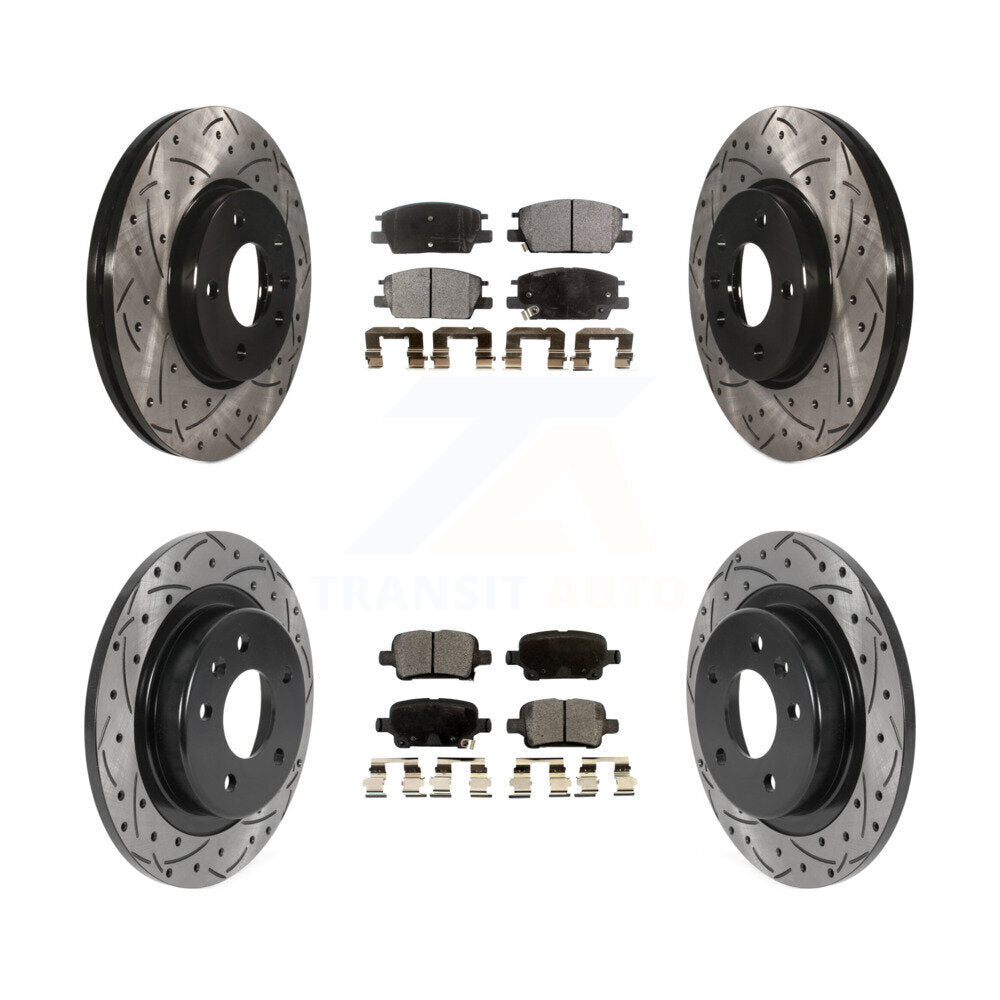 Front Rear Drilled Slot Brake Rotor Ceramic Pad Kit For Chevrolet Equinox Malibu