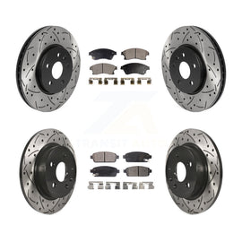 [Front+Rear] 13-14 Chevrolet Sonic RS Performance Drilled & Slotted Brake Rotor & Ceramic Pads Kit For Max Braking