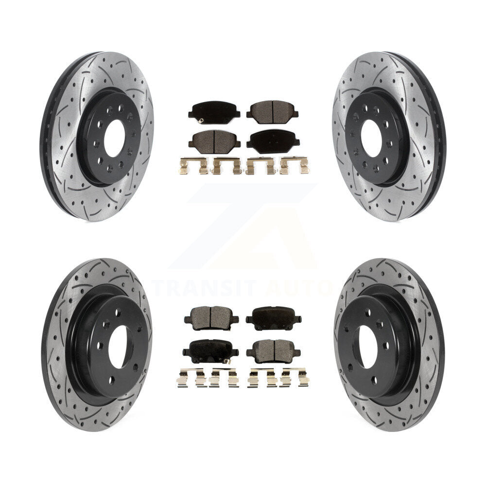 Front Rear Drill Slot Disc Brake Rotor Ceramic Pad Kit For Chevrolet Equinox GMC