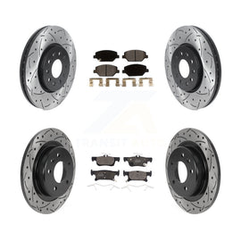 Front Rear Coated Drill Slot Disc Brake Rotor Ceramic Pad Kit For Buick Envision