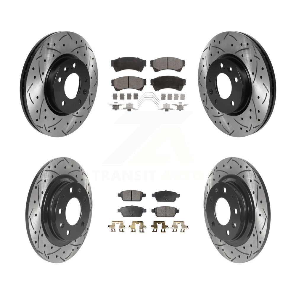 Front Rear Drilled Slot Brake Rotors Ceramic Pad Kit For Ford Fusion Mazda 6 MKZ