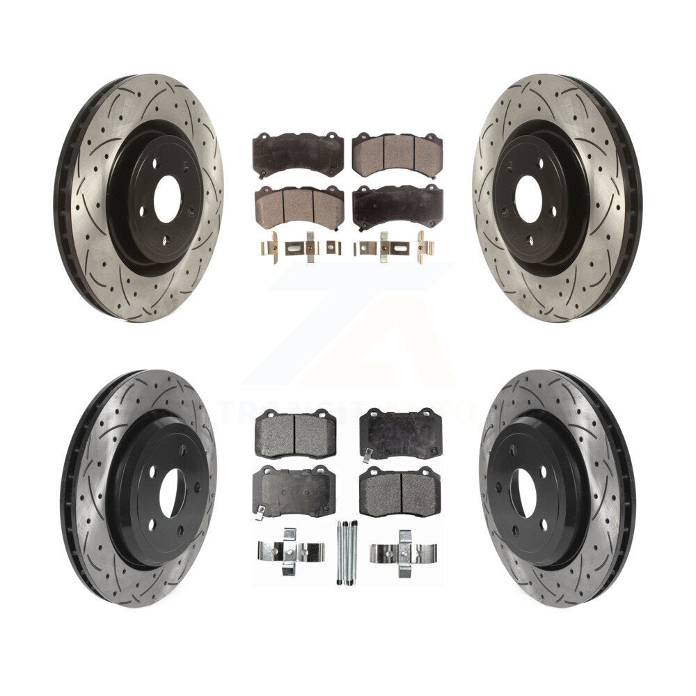 Front Rear Drill Slot Brake Rotors Ceramic Pad Kit For Jeep Grand Cherokee Dodge