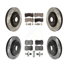 Front Rear Drill Slot Brake Rotors Ceramic Pad Kit For Jeep Grand Cherokee Dodge