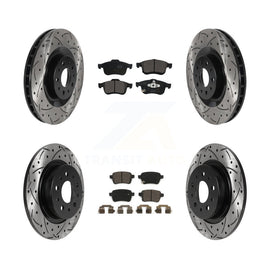 [Front+Rear] 2014-2020 Fiat 500L Performance Drilled & Slotted Brake Rotor & Ceramic Pads Kit For Max Braking