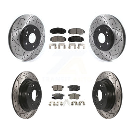 Front Rear Drilled Slot Brake Rotor & Ceramic Pad Kit For Honda Accord Acura TSX
