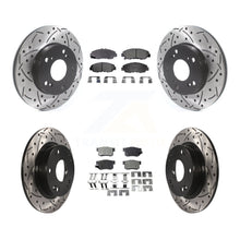 Charger l'image dans la galerie, Front Rear Coated Drilled Slot Disc Brake Rotors Ceramic Pad Kit For Honda Civic
