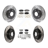 Front Rear Coated Drilled Slot Disc Brake Rotors Ceramic Pad Kit For Honda Civic