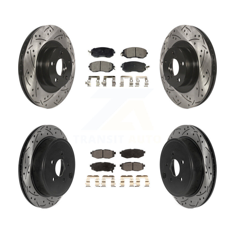 Front Rear Drill Slot Disc Brake Rotors Ceramic Pad Kit For Toyota 86 Subaru BRZ