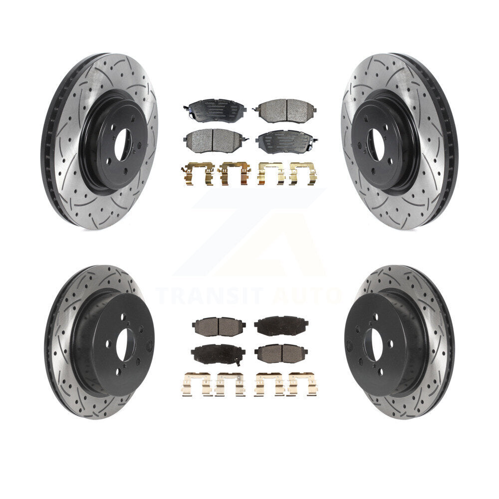 Front Rear Drill Slot Brake Rotor Ceramic Pad Kit For 14-18 Subaru Forester 2.0L