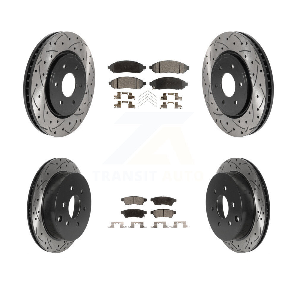 Front Rear Drilled Slot Brake Rotor & Ceramic Pad Kit For Nissan Frontier Xterra
