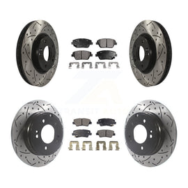 Front Rear Drill Slot Brake Rotors Ceramic Pad Kit For Hyundai Sonata Kia Optima