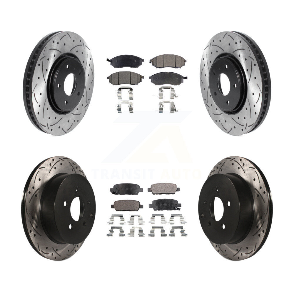 Front Rear Drilled Slot Brake Rotors Ceramic Pad Kit For Infiniti FX35 FX37 QX70