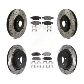 Front Rear Drill Slot Disc Brake Rotors Ceramic Pad Kit For INFINITI G37 G35 Q60