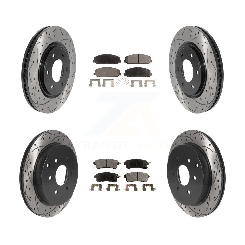 Front Rear Drilled Slot Brake Rotor & Ceramic Pad Kit For INFINITI Nissan Armada