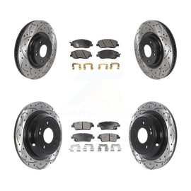 Front Rear Drill Slot Brake Rotors Ceramic Pad Kit For 2012 Hyundai Genesis 3.8L