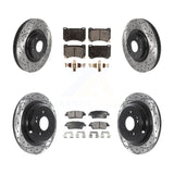 Front Rear Coat Drill Slot Disc Brake Rotors Ceramic Pad Kit For Hyundai Genesis